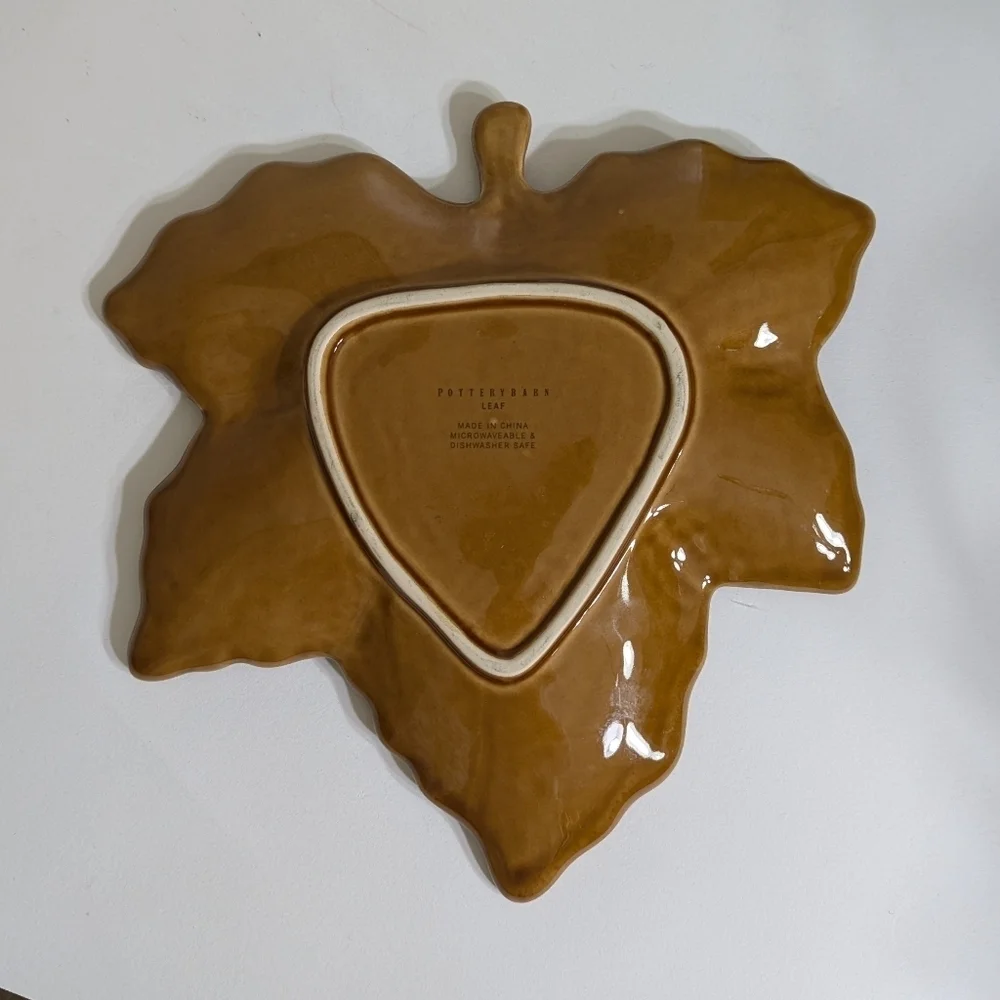 Pottery Barn Maple Leaf Plates Vintage Amber Leaf Shaped Salad Plates Per Plate